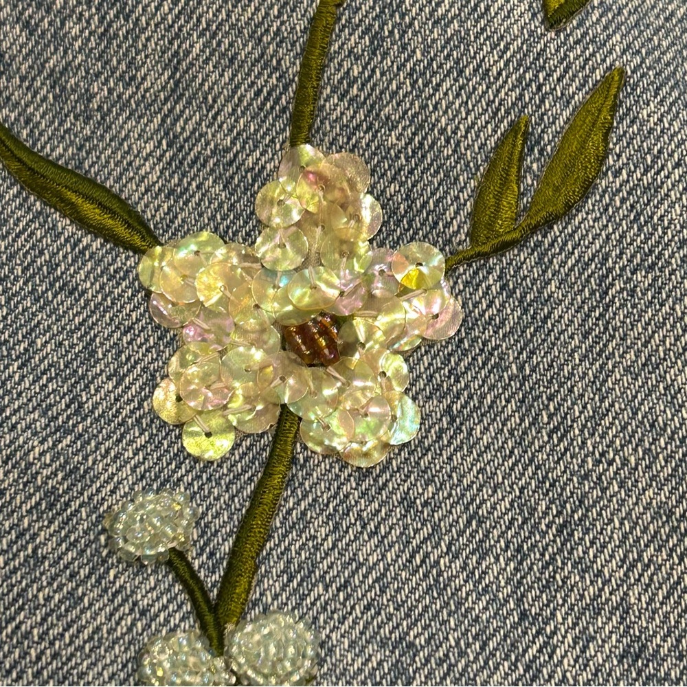 Allen B. By Allen Schwartz Blue Jeans SZ 12 Butterfly & Floral Embroidery - Picture 8 of 15